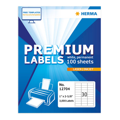HERMA Printable Address Labels 1" x 2-5/8", 3000 Labels, Easy Peel Off Customizable Stickers for Laser Printer & Inkjet Printer, Blank Shipping Labels for Mailing, Storage & Organization