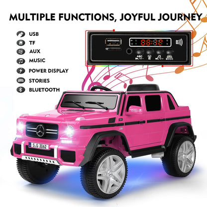 JOYLDIAS Ride On Cars, Licensed Mercedes-Benz Maybach G650S, 12V7AH Battery Powered Toy Electric Car for Kids W/LED Underglow Lights,Remote Control, 2 Motors, 3 Speeds, Music, Bluetooth,Horn,Pink