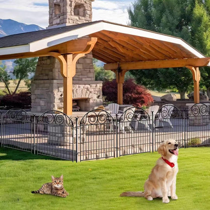 Getlay Tall Garden Fence Animal Barrier with Gate, 40 in(H) 12 Panels Garden Fences and Borders for Dogs, Dog Fence Outdoor for Yard, Total Length 26.2 Ft Metal Temporary Fencing│Patented