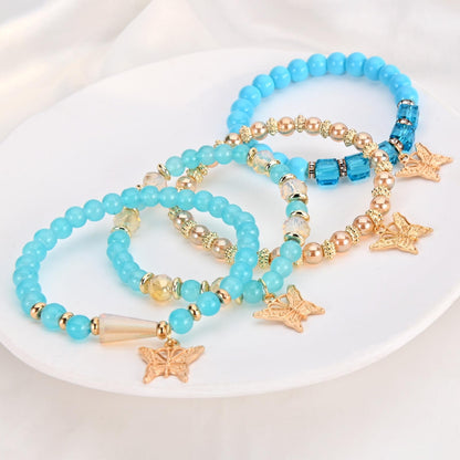Bohemian Bracelet Sets for Women - 6 Sets Stackable Stretch Bracelets Multi-color Boho Jewelry for Women Hippie Bracelets Dainty Jewelry (Multicolor bead bracelets)