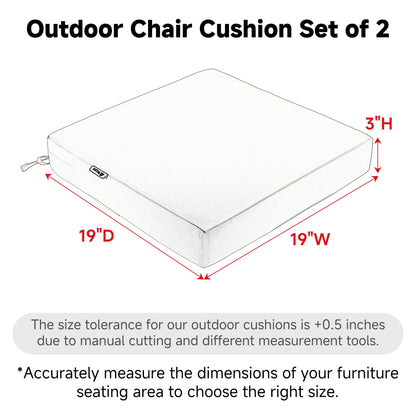 Favoyard Patio Chair Cushions 19 x 19 x 3 Inch Waterproof Outdoor Seat Cushions for Patio Furniture 3-Year Color Fastness Garden Sofa Couch Chair Pads with Handle & Adjustable Straps Set of 2, Beige