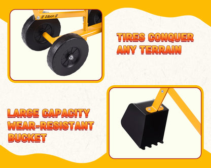 Albott Ride On Sand Digger Excavator Toys Working Crane with 8 inches Wheels and 360° Rotation Seat (Yellow)