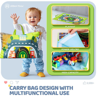 bessome Soft Rubber Toy Figure Car for 1 Year Old Boy with Playmat (Storage Bag)|12 PCS Cartoon Cars Baby Toys for 12-18 Months & Toddler Age 1-2|First Birthday|Gift for 1 2 3 Year Old Boy