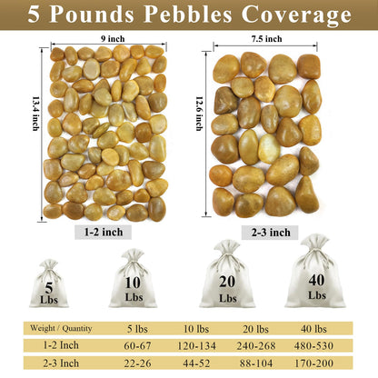 FANTIAN 40 lbs Yellow River Rocks for Landscaping, 2-3 Inch Polished Pebbles for Indoor Plants, Decorative Rocks Stones for Vases, Aquariums, Fountains, Pathways, Backyard and Garden
