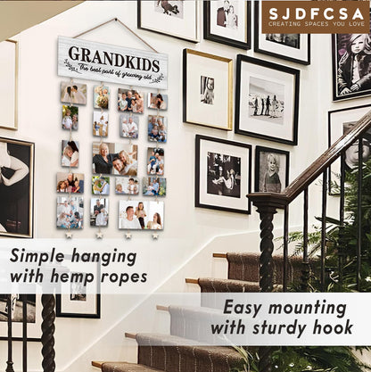 SJDFCSA Gifts for Grandparents, Grandkids Picture Frames Gifts for Grandma Nana Grandmother from Granddaughter Grandson, Grandkids The Best Part of Growing Old Photo Collage Frame for Wall