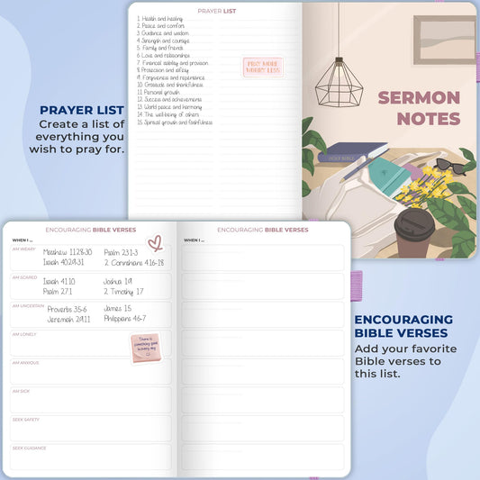 Clever Fox Bible Study Journal – Church Notes Notebook – Note Taking & Journaling Kit – Faith Based Religious Gifts & Accessories (Periwinkle)