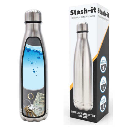 Diversion Water Bottle Safe, Stainless Steel Tumbler with Hidden Compartment, Real Functional Leak Proof Bottle to Hide Cash, Jewelry, Keys and Valuables in Plain Sight for Travel, Home, Beach, Gym