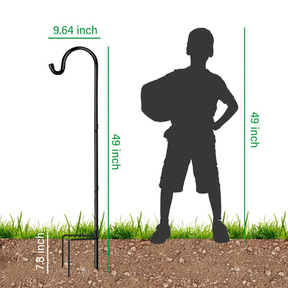 GOFORWILD Shepherd Hooks 2 Pack Adjustable, 49 inches Tall, Premium Metal Garden Hook for Outdoor, Hanging Plant, Solar Lights, Lanterns, Bird Feeders, and Wedding Decor, 7013