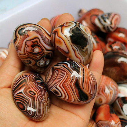 0.5 Pound Healing Stones Banded Lace Agate Worry Crystal Irregular Reiki Palm Stone tumbing Pattern River Jasper Madagascar Collection Gifts Decor
