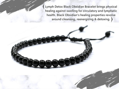 Amazing Gemstone Lymph Detox Magnetic Bracelet Ankle, Black Obsidian Hematite Bracelet Pulseras Para Hombres Mujer Stocking Stuffers (Set of 3)