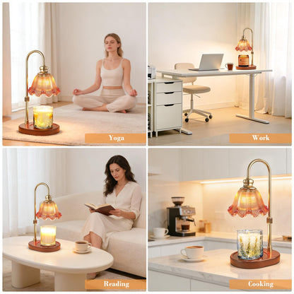 Banbanda Candle Warmer Lamp with Timer: Mothers Day Gifts,Birthday Gifts for Women, House Warming Gifts New Home Decor – Height Adjustable Candle Lamp - Walnut Solid Wood Base, with 2 Bulbs