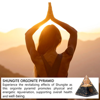 Shungite Orgonite Pyramid for Energy cleansing, Protection, Grounding Energy, Spiritual Healing | Handmade Orgonite pyramids with Copper Coil and Crystal Quartz for Chakra Protection