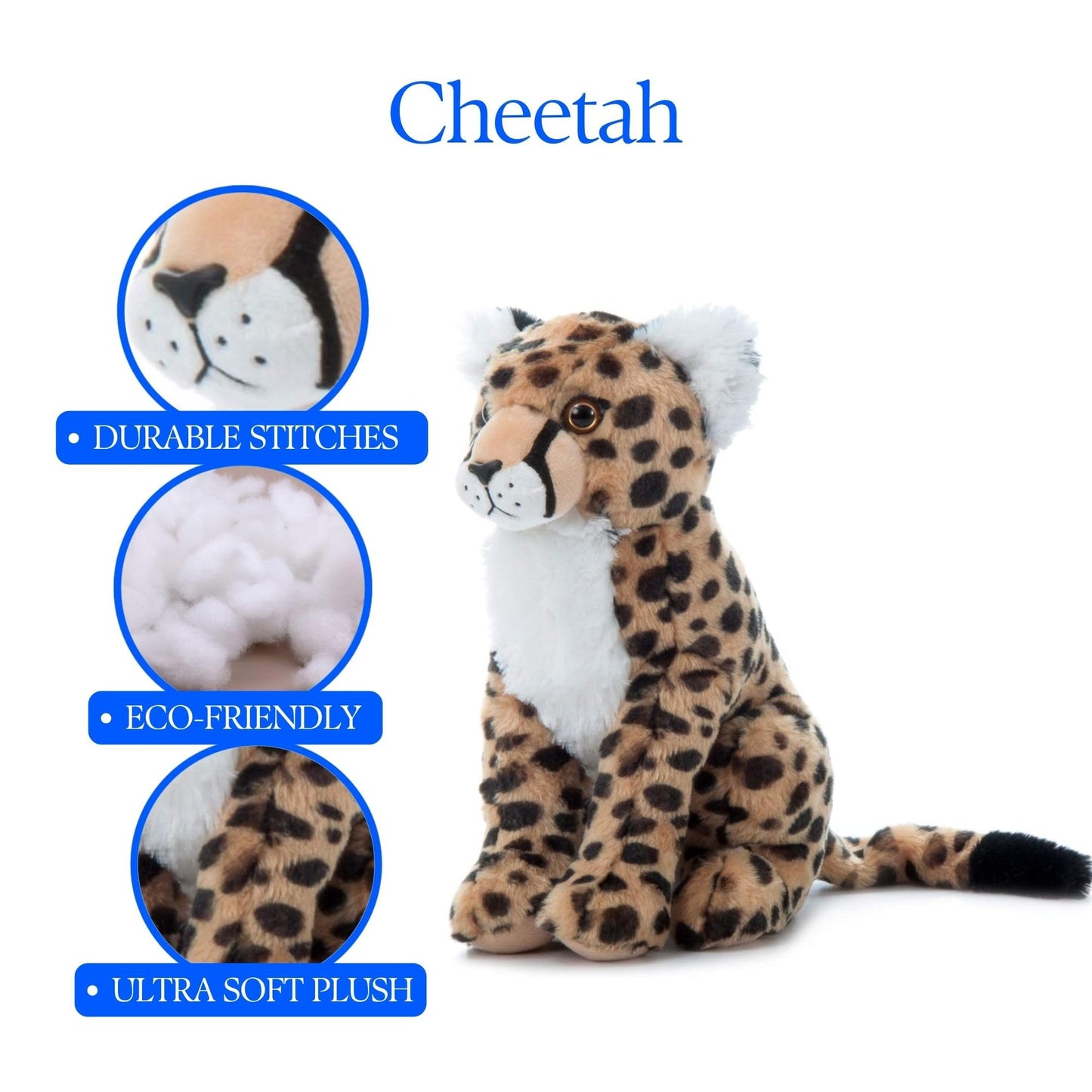 The Petting Zoo Cheetah Stuffed Animal, Gifts for Kids, Wild Onez Zoo Animals, Cheetah Plush Toy 12 inches