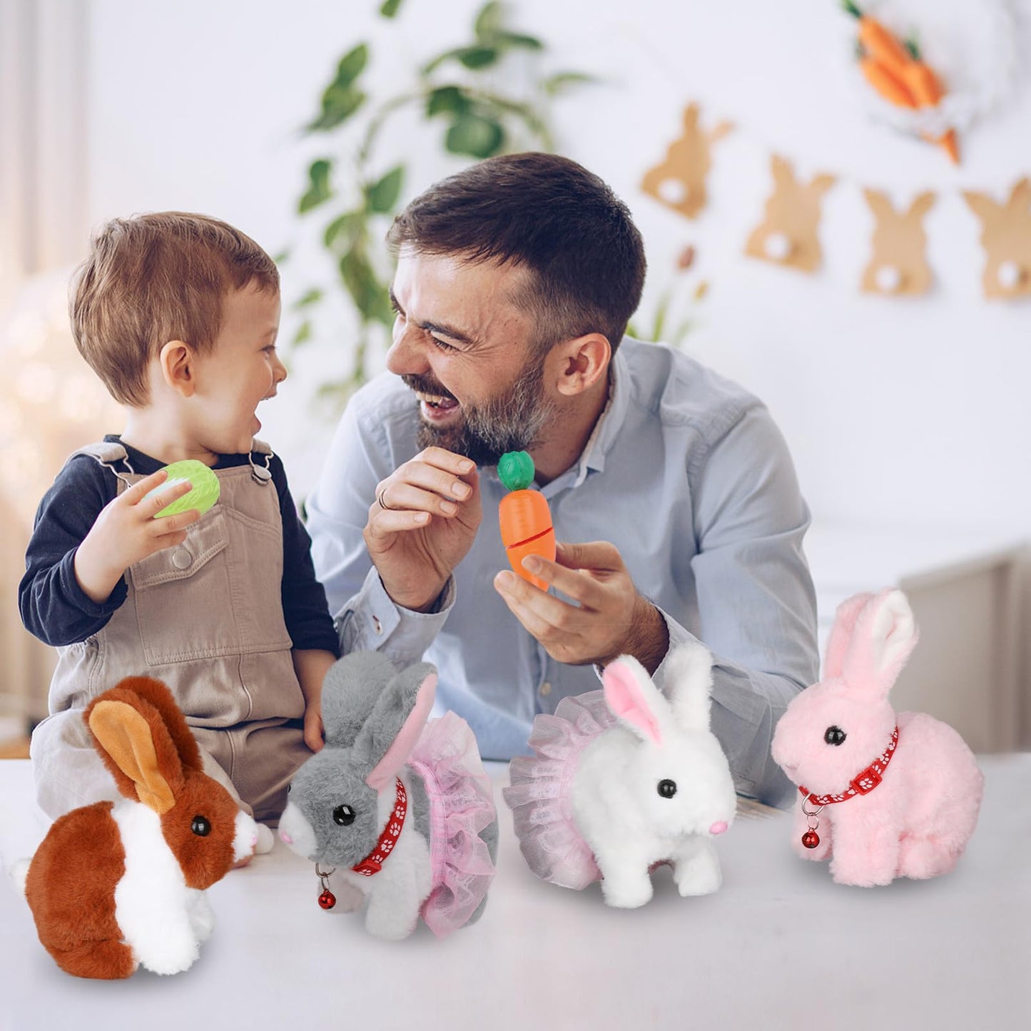 Jimate Bunny Toys for Kids Aged 3-7, Hopping Bunny Toy with Realistic Jumping, Wiggling Ears, and Sound Effects, Ideal Rabbit Toys for Girls and Boys for Birthdays, Easter