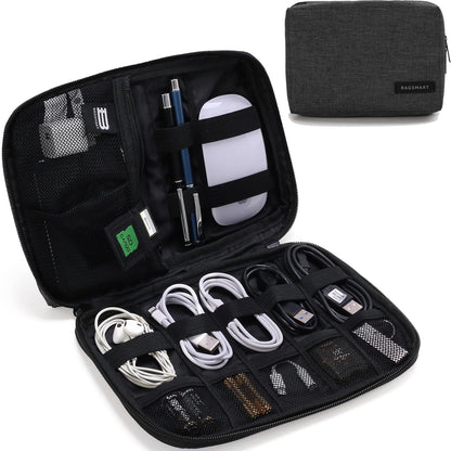 BAGSMART Electronics Organizer Travel Case, Small Cord Bag for Travel Essentials, Tech bag for Men Women, Cable Organizer for Phone, SD Card, Black