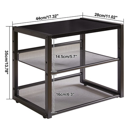 YMYNY Desktop Printer Stand, 3 Tiers Desk Organizer with Adjustable Storage Shelves, Multi-Purpose Printer Shelf for Home Office, Fax Machine, Scanner, Files, Books, Black, UHPT001B