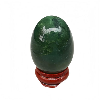 Sunshcat Natural India Agate Egg Shaped Meditation Chakra and Home Decor Balance Crystals and Healing Stones Statue Set,35 * 50mm Easter and Thanksgiving Gift,with Wooden Bracket