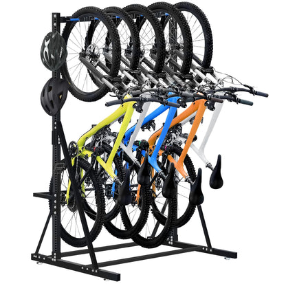 ZUIWAN Freestanding Bike Rack - Heavy Duty 5-Bike Vertical Stand, Width: 53 Inches,350lb Capacity Garage Storage Organizer,Black