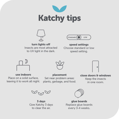 Katchy Flying Insect Trap Indoor – Catcher & Killer for Mosquito, Fruit Fly, Gnat & Small Moth – Non-Zapper with Suction & Blue Light – Ideal for Indoor Spaces, Kitchen & Plants (Original, Black)