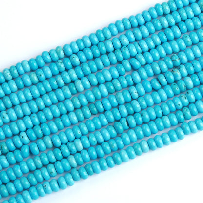 150PCS 2x4mm Natural Blue Turquoise Stone Rondelle Beads Abacus Disk Stone Beads Round Loose Spacer Gemstone Beads for DIY Bracelet Necklace Jewelry Making