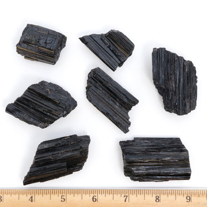 DANCING BEAR Black Tourmaline Crystals Bulk (1/2 LB Large Pieces) with Information Card, Rough Raw Natural Stones for Good Vibes, Reiki Energy, Made in USA