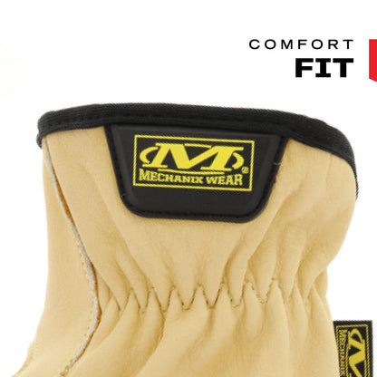 Mechanix Wear Leather Cow Driver - Breathable Leather Driver Gloves for Hand Safety - Elastic Cuff - Comfortable Fit - Water Resistant - Tan - X-Large
