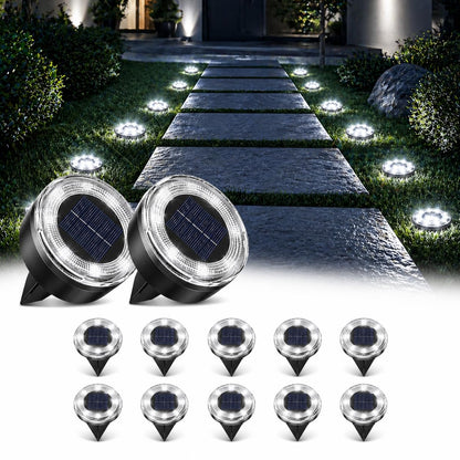 vighep Mini Solar Ground Lights, 12 Pack 2.2 Inch Solar Lights Outdoor Waterproof, Mow‑Over Safe, Upgraded LED Flat Landscape Lighting for Outside Pathway Garden Patio Yard Driveway,Cold White
