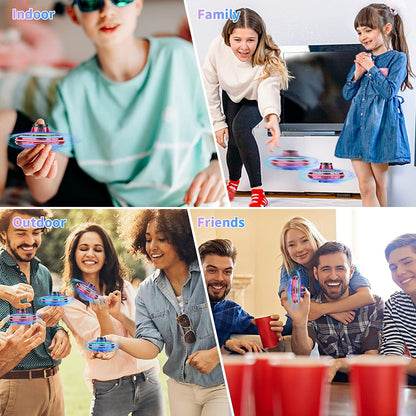 Flying Spinner Mini UFO Drone, Ifly Spinner Fly UFO Flying Fidget Spinner, iFly Hand Controlled Boomerang Drone Cool Toys Gifts for 8 9 10+ Year Old Boys Girls Teens Indoor Outdoor Toys (Red)