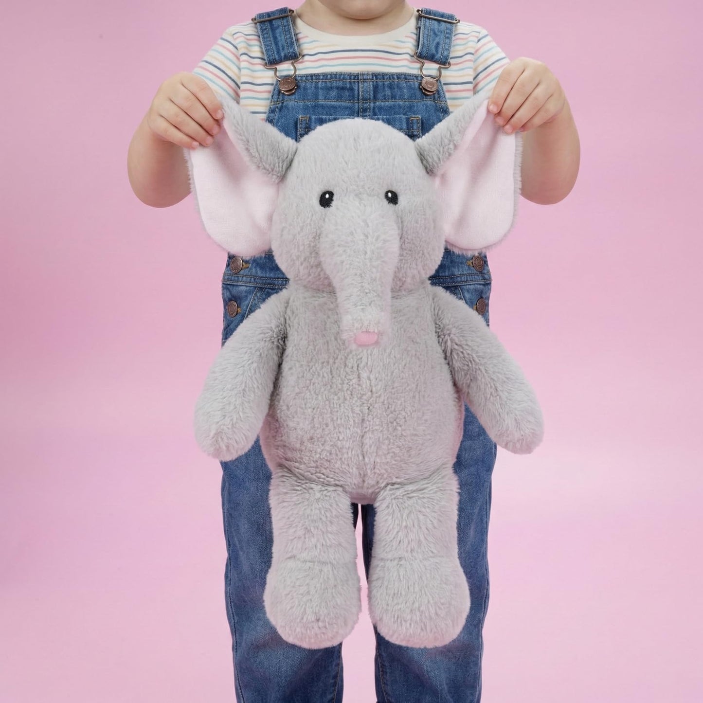 WEIGEDU Elephant Teddy Bear Stuffed Animals Plush Elephant Toys with Pink Ears Nose for Girls Boys Kids Babies Shower Bedtime Gifts, 15.7"