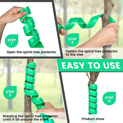 tiaotyu Spiral Tree Trunk Protector, 8-Pack (4×1.6” + 4×2”), 15.7” Tall Plastic Tree Guard Wrap for Saplings, Protects Bark from Rabbits Deer Rodents, Weed Trimmer & Lawn Mower Shield