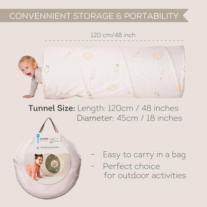 Taf Toys Play Light Tunnel Tent for Toddlers 1-3 - Baby Tunnel with Plush Bear - Engage Senses & Encourage Crawling - Twinkling Lights & Dual Light Modes - Kids Toddler Tunnels Crawl Indoor & Outdoor