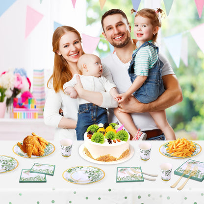 Etsutomy Sage Green Party Decoration, 126PCS Sage-Green Plates and Napkins Party Supplies, Spring Greenery Eucalyptus Leaves Disposable Dinnerware Decor for Wedding Birthday Baby Shower