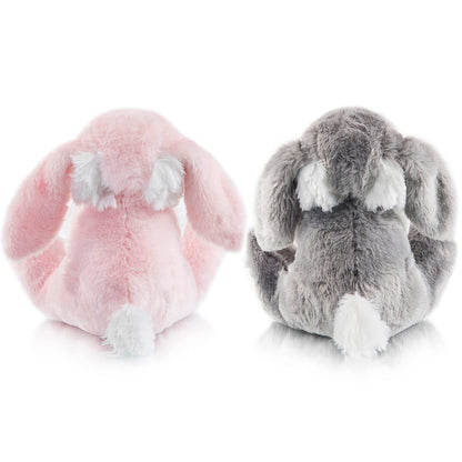 My OLi 2 Pack Easter Bunny Stuffed Animals 7 Inch Small Stuffed Bunny Soft Plush Rabbit Toys with Floppy Ears Bedtime Friend Soft Toy Easter Gifts for Kids Girls & Boys, Gray & Pink