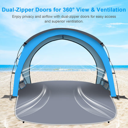 Gorich Beach Tent Sun Shelter with UPF50+ UV Protection for 1-2/3/4-5/6-7 Person, Lightweight & Portable Beach Shade Canopy with 2 Zippered Doors, Easy Setup Family Beach Umbrella