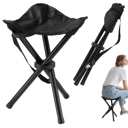 Travel Folding Camping Stool, 14.6 inches Lightweight Outdoor Tripod Chair and Maximum weight 210 lbs Portable Party Chair Fishing Chairs Seat for Camp Hiking Beach Garden and Painting (Black)