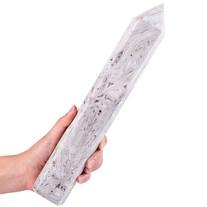 Large Mexican White Agate Stone Wand Healing Crystal Obelisk Tower 6 Faceted Column Reiki Chakra Meditation Therapy 2.2-2.6 LBS
