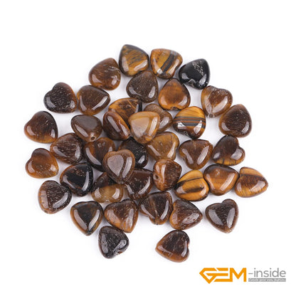 GEM-Inside 10mm Heart Charms Natural Yellow Tiger Eye Gemstone Stone Beads for Jewelry Making Full 15" Strand Power Energy Healing Chakra Stone Beads