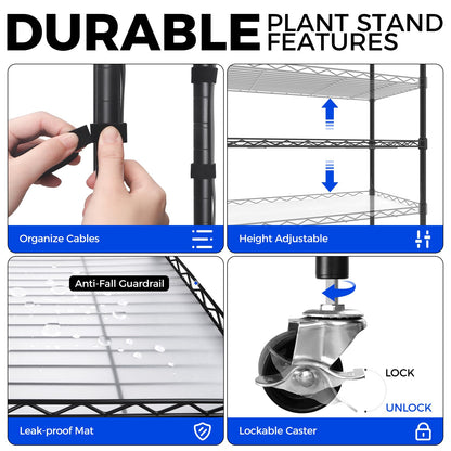CX6 Plant Stand with Grow Lights, 3FT T8 30W(Per Light) Full Spectrum Yellow LED Plant Lights, Indoor Plant Shelf for Multiple Plants with On/Off Timer Socket, 6-Tier 35.4"x13.8"x70.9"