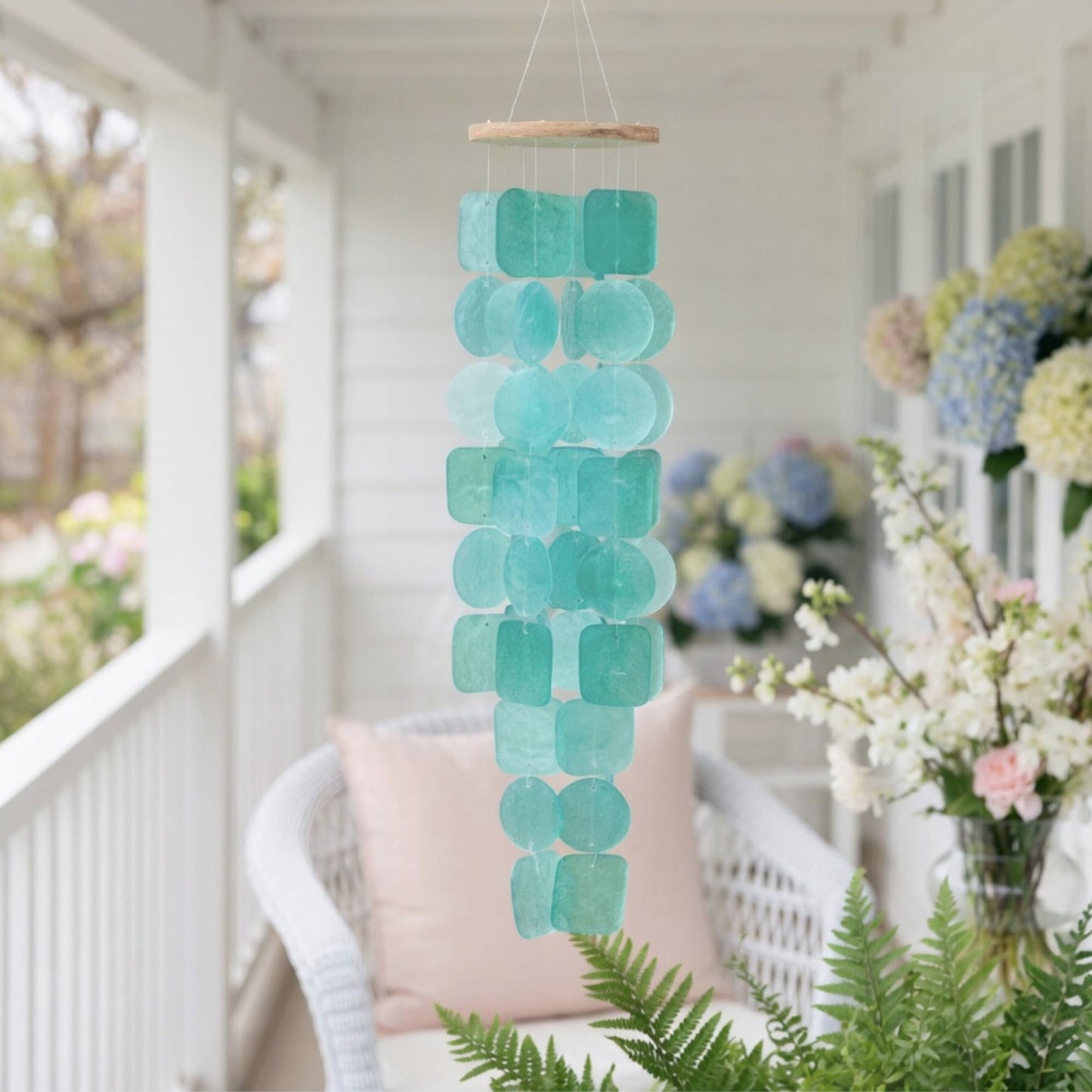 Solange & Frances Wind Chimes for Outside. Capiz Shell Wind Chime Outdoor Decor. Unique House Decor and Birthday Gifts for Women. Ideal Gifts for Women Who Have Everything