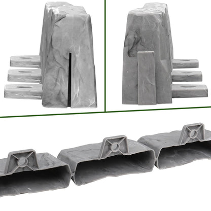 Landscape Edging Faux Stone Garden Edging Border,17FT x 2.75 in Tall Decorative Stone-Look Garden Border for Flower Bed Edging,Lawn,Landscaped Yard,Trees and Gardens,with Anchoring Spikes,Gray