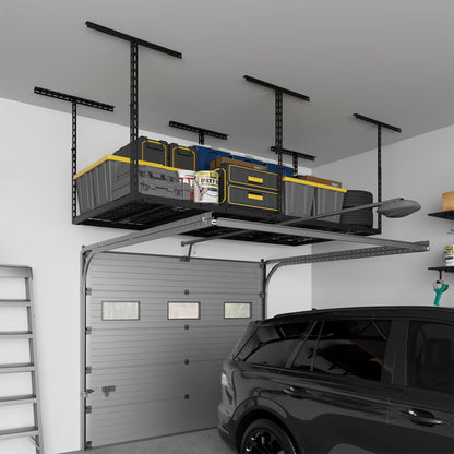 Jusgym 3X6FT Overhead Garage Storage Rack, 26"-40" Height Adjustable Garage Ceiling Storage Racks, Heavy Duty Metal Overhead Storage Organizer System, 450LBS Weight Capacity