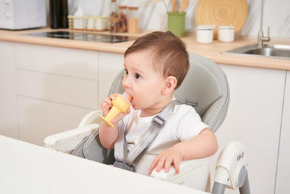 Smily Mia Baby Fruit Food Feeder & Freezer Teether Combo, ICY Bite Ice Cream Teether for Baby Cooling Relief, BPA Free Silicone Feeder for Safe Infant Self Feeding, 3 Month+,Purple