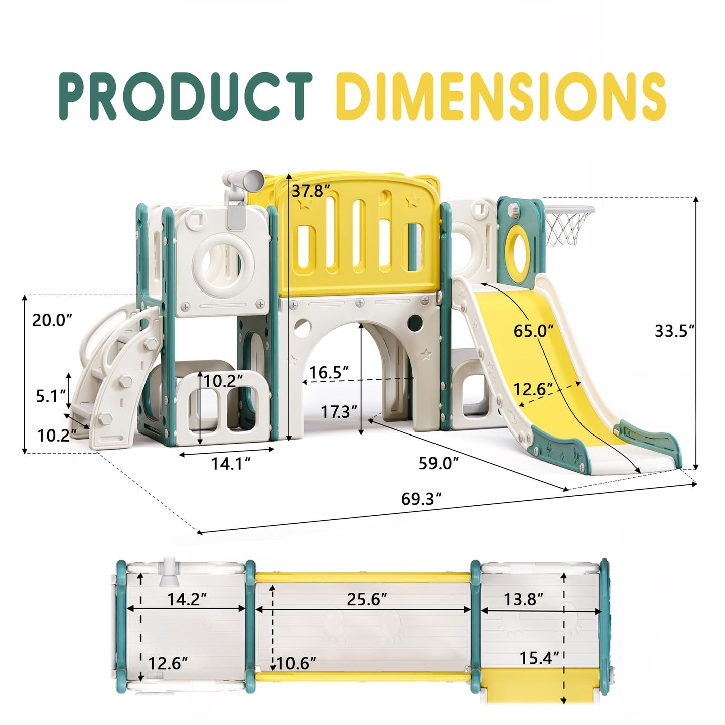8 in 1 Toddler Slide Set, Kids Slide for Toddlers, Toddler Climber Slide PlaySet with Basketball Hoop,Outdoor Indoor Playground for Toddlers Upgraded
