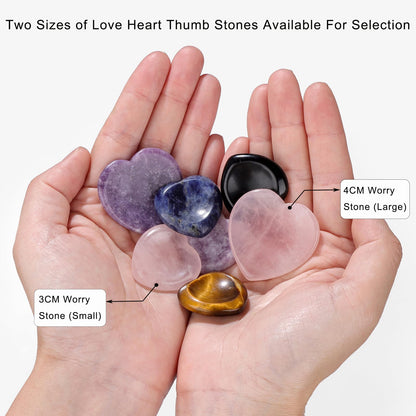 GolbalJew 6PCS Thumb Worry Stones for Anxiety Healing Crystals Sets, Hand Carved Heart Crystals and Healing Stones, Meditation Crystal Reiki Natural Relax Palm Stone for Anxiety Therapy Relief, Small