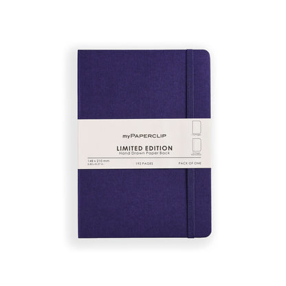 myPAPERCLIP Limited Edition A5 Plain Notebook | 192 Pages, 100 GSM, Soft Cover, A5 (5.83 × 8.27 in) | Flat Lay | Bookmark & Elastic Closure | Aubergine