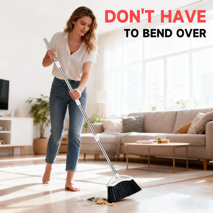 EZKEY Heavy Duty Broom, 54-inch Adjustable Long Handle Angle Brooms Large Brooms for Sweeping Indoor and Outdoor Commercial Broom for Home Kitchen Patio Garage Porch Courtyard Classroom, White