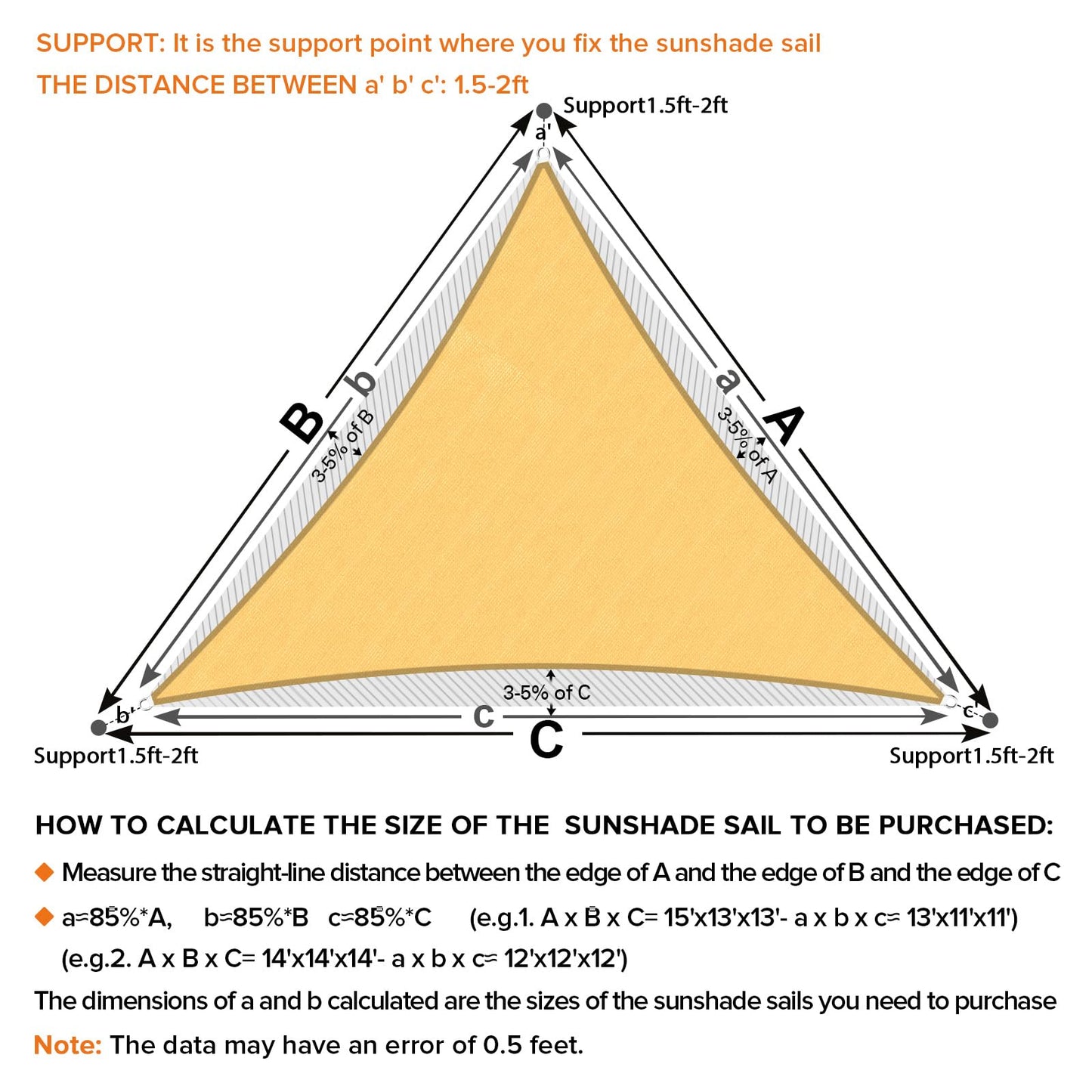 Artpuch Sun Shade Sail, 24'X24'X33.9' Sand Triangle, Curved Edged Sun Shade, Commercial Grade 185GSM HDPE UV Permeable Outdoor Shade Cloth for Deck, Backyard, Patio (Custom Sizes Made)