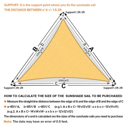 Artpuch Sun Shade Sail, 24'X24'X33.9' Sand Triangle, Curved Edged Sun Shade, Commercial Grade 185GSM HDPE UV Permeable Outdoor Shade Cloth for Deck, Backyard, Patio (Custom Sizes Made)