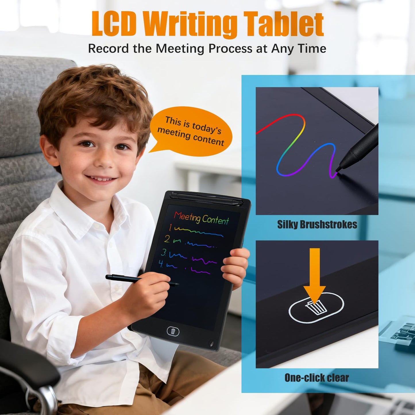 Cleboen Pretend Play Home Office Set for Kids — Toy Laptop Computer, LCD Writing Tablet, Pop Fidget Calculator, Phone, Headset, Glasses, Coffee Cup & Handbag, Birthday Gifts for Boys Girls Age 3-5-7