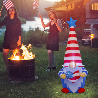 Juegoal Patriotic Independence Day Inflatable, 4FT Blow Up Gnome, 4th of July Outdoor American Uncle Sam, Lighted Tomte Elf with Top Hat for Lawn Yard Home Veterans Day Celebration Garden Decor